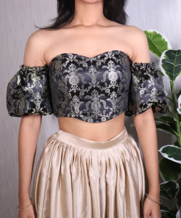 Kohl 2.0 - black banarasi corset top