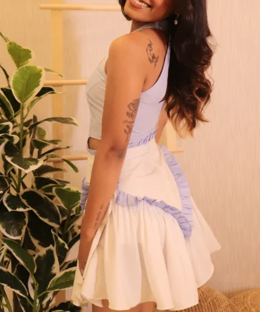 Blue Mist Full Set – Giza Cotton Crop Top & Mini Skirt Co-ord