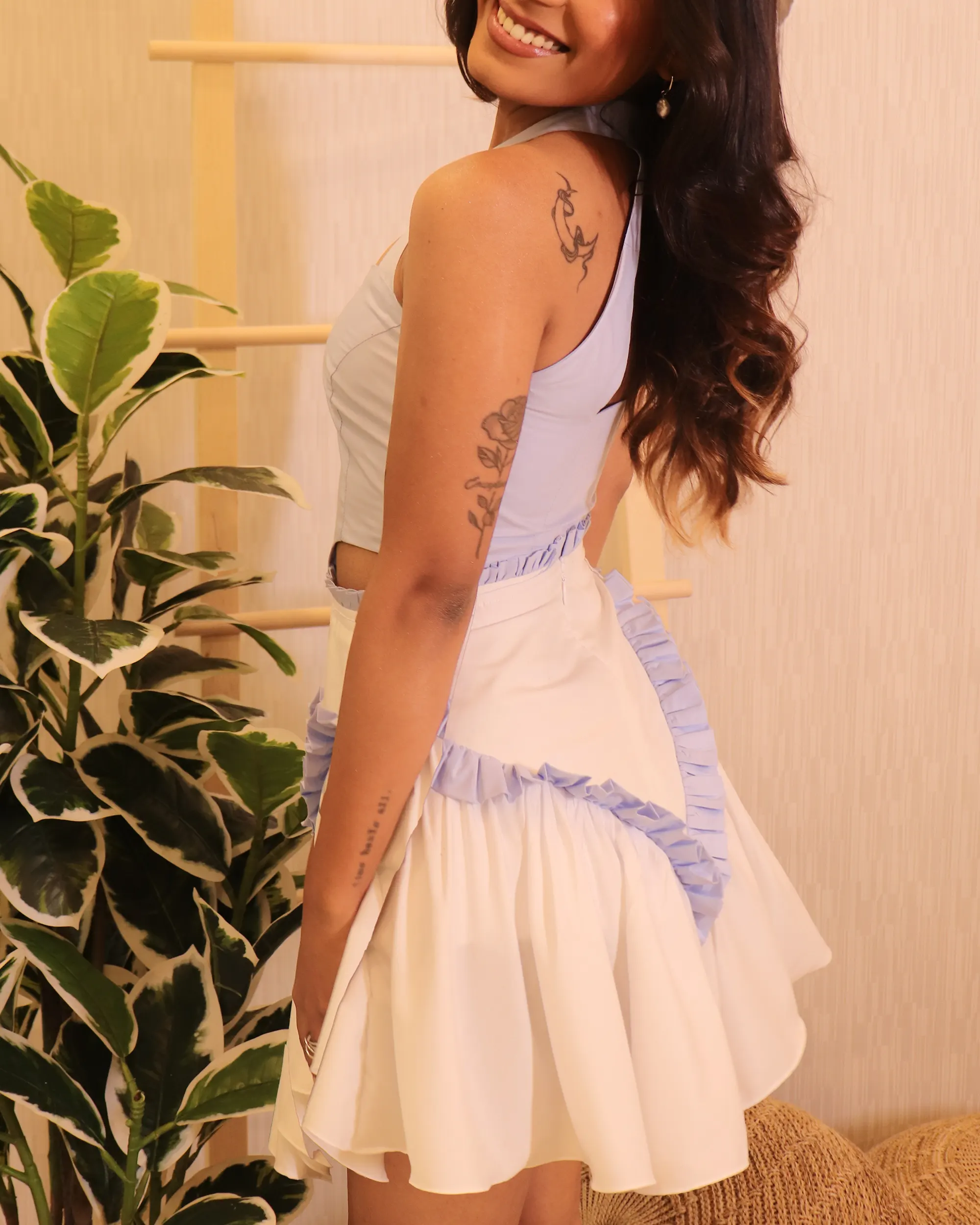 Blue Mist Full Set – Giza Cotton Crop Top & Mini Skirt Co-ord