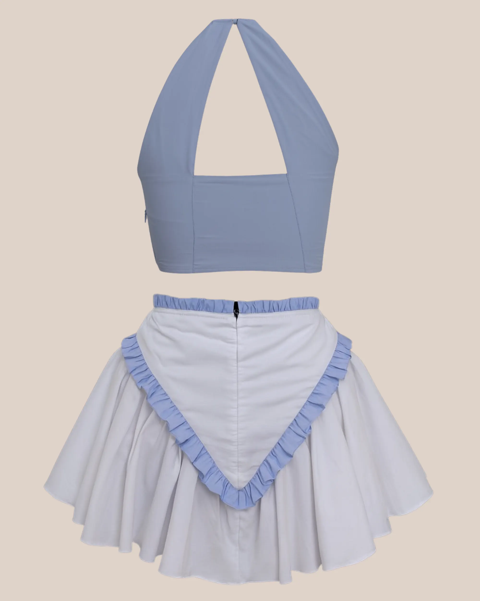 Blue Mist Full Set – Giza Cotton Crop Top & Mini Skirt Co-ord - Image 7