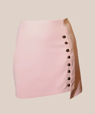 CHIC Wrap-Style Mini Skirt with Side Button Detailing