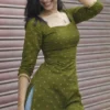 Nia Short Kurti – Cotton Short Kurti with Corset Back - Olive green