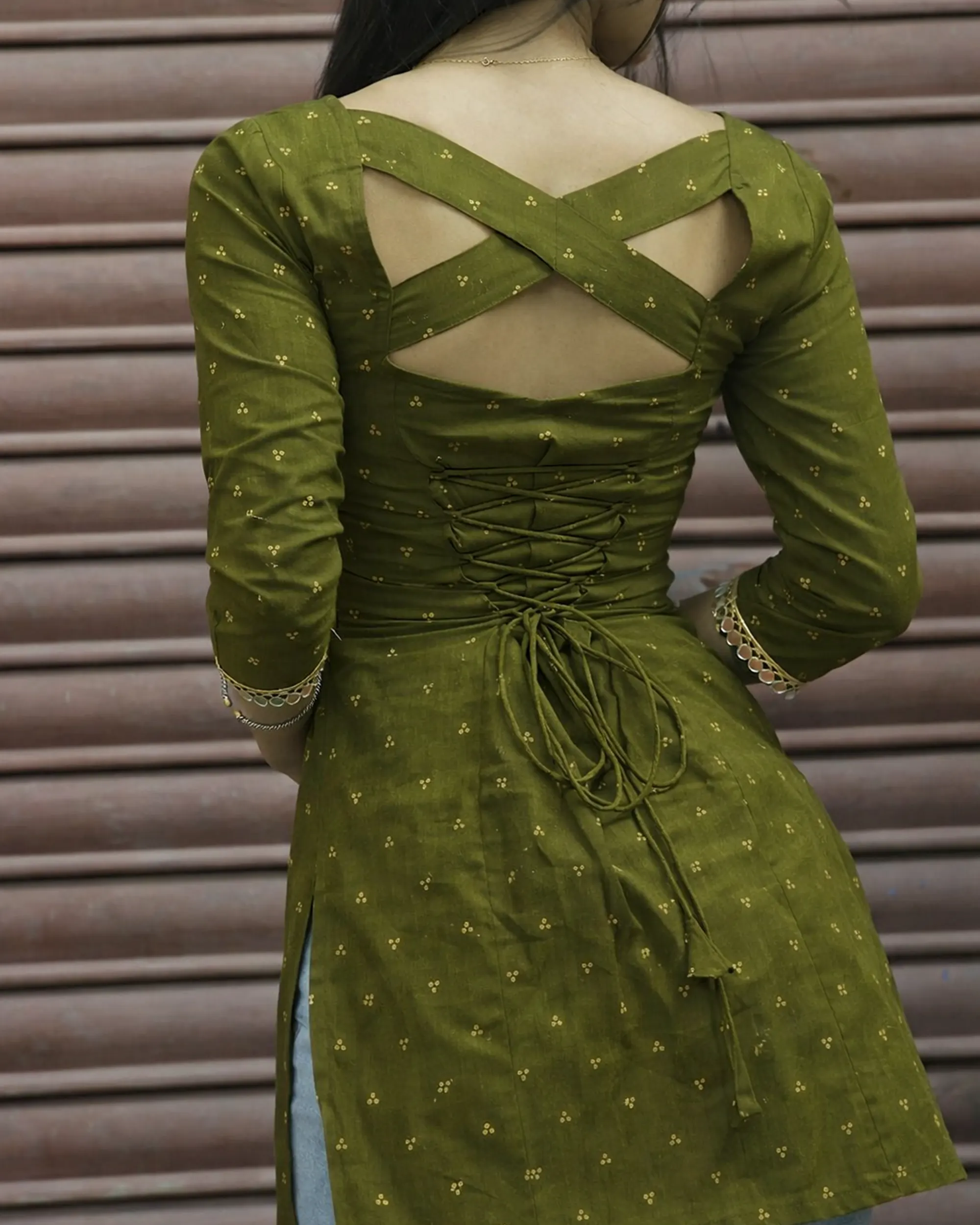 Nia Short Kurti – Cotton Short Kurti with Corset Back - Image 4