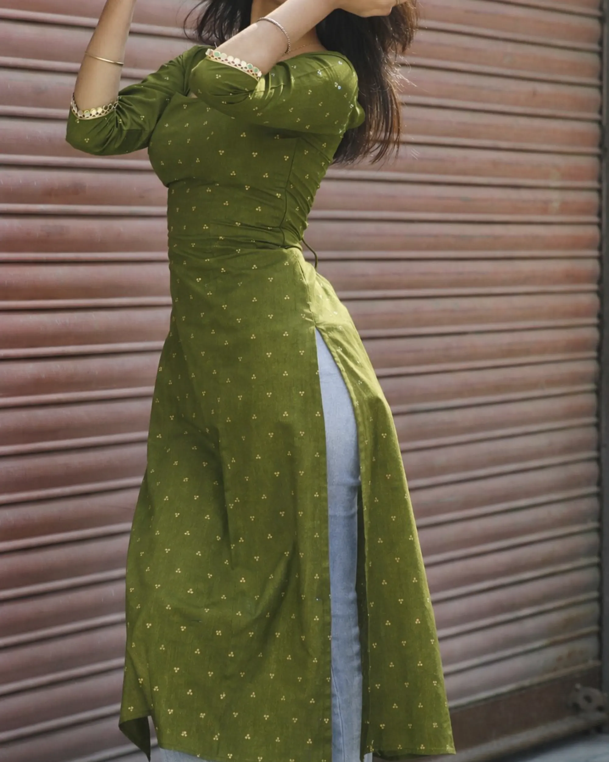 Nura Long Kurti – Cotton Long Kurti with Corset Back - Image 6